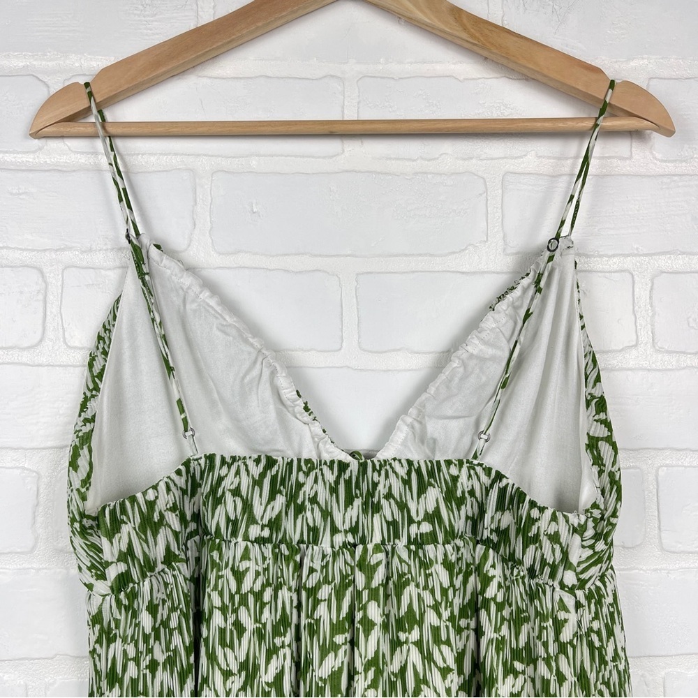 Abercrombie & Fitch Mini babydoll dress green white floral medium Tall - Picture 5 of 13